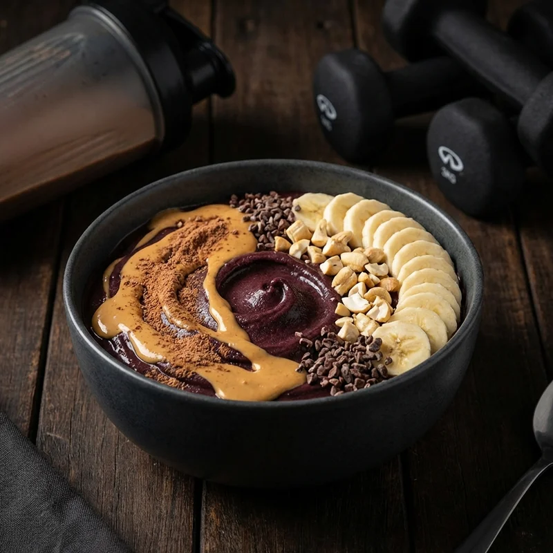 Tigela de Açaí Power com pasta de amendoim e ovomaltine