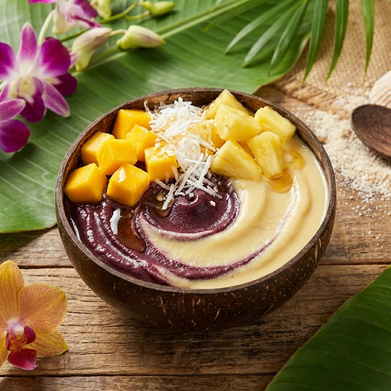 Tigela de Açaí Tropical com cupuaçu, manga e abacaxi